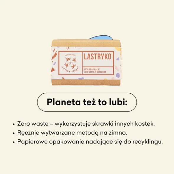 Mydlarnia 4 Szpaki, Lastryko, naturalne mydło zero waste, 110 g
