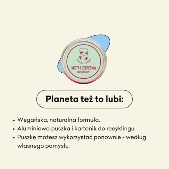 Mydlarnia 4 Szpaki, Mięta i Czereśnia, balsam do ust, 15 ml