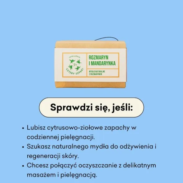 Mydlarnia 4 Szpaki, Rozmaryn i Mandarynka, naturalne mydło w kostce, 110 g