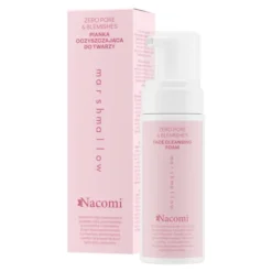 Nacomi Zero pore & blemishes, pianka oczyszczająca do twarzy Marshmallow, pianka, 150 ml