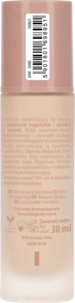 NAM Dewy Foundation, rozświetlający i nawilżający podkład, 4W Sand, 30 ml