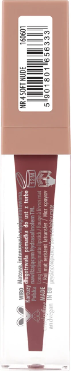 NAM Iconic Matte Lipstick, długotrwała pomadka matowa do ust, 4 Soft Nude, 3,5 ml