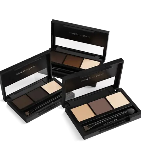 Nanobrow Eyebrow Powder Kit, zestaw cieni do brwi z rozświetlaczem, Dark, 4 g