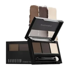 Nanobrow Eyebrow Powder Kit, zestaw cieni do brwi z rozświetlaczem, Dark, 4 g