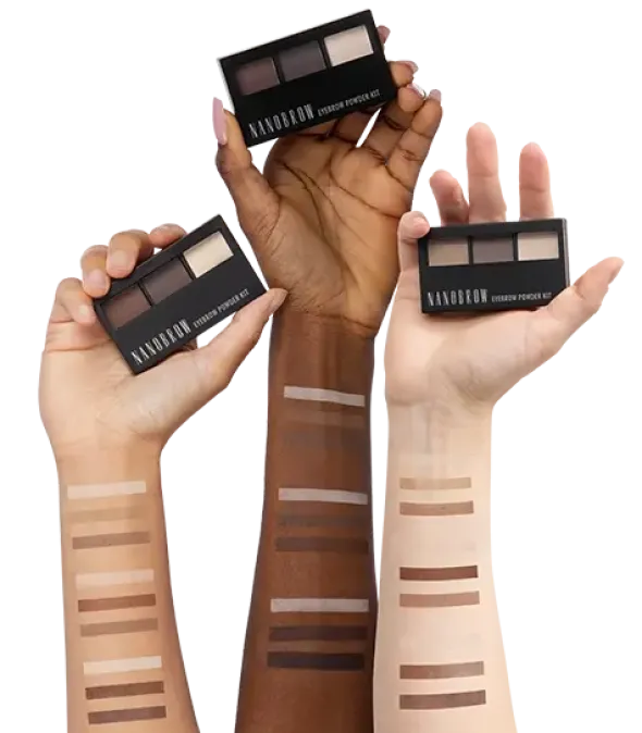Nanobrow Eyebrow Powder Kit, zestaw cieni do brwi z rozświetlaczem, Dark, 4 g