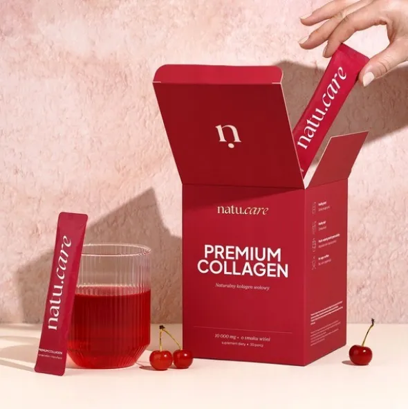 Natu Care Premium Collagen 10 000 mg, saszetki z proszkiem, smak wiśniowy, 30 szt.