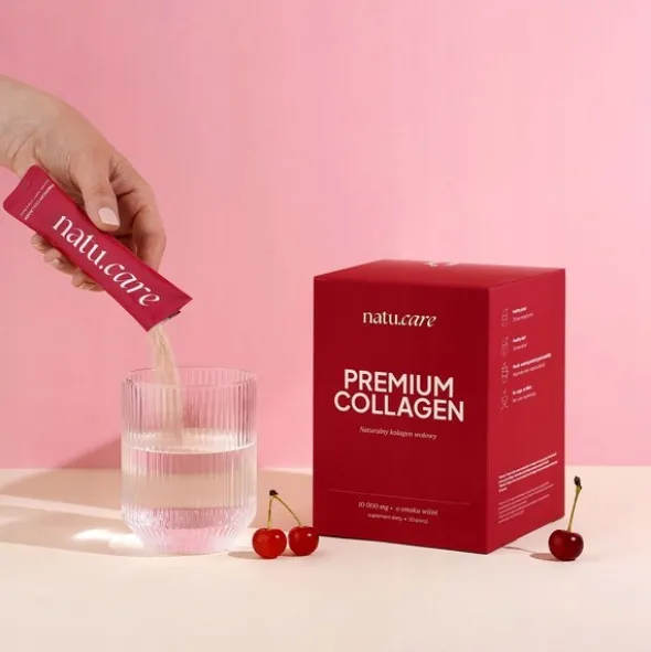 Natu Care Premium Collagen 10 000 mg, saszetki z proszkiem, smak wiśniowy, 30 szt.