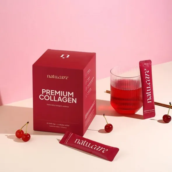 Natu Care Premium Collagen 10 000 mg, saszetki z proszkiem, smak wiśniowy, 30 szt.