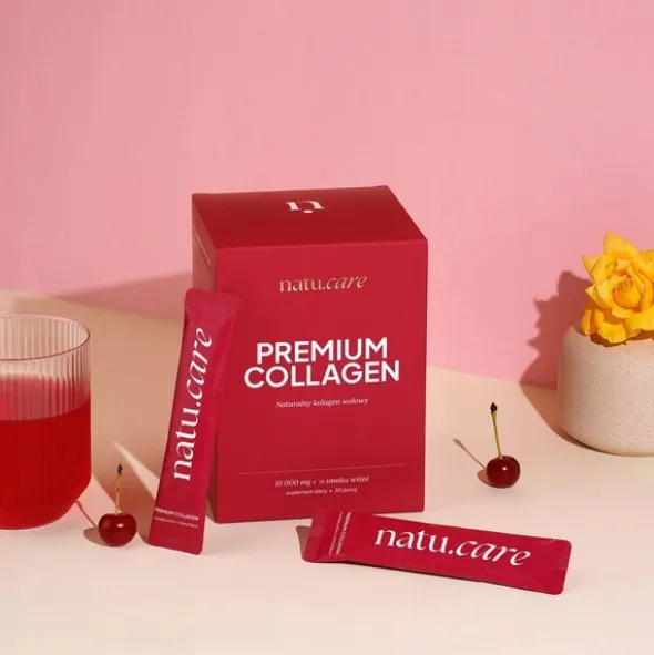Natu Care Premium Collagen 10 000 mg, saszetki z proszkiem, smak wiśniowy, 30 szt.