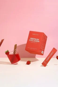 Natu Care Premium Collagen 5000 mg, saszetki z proszkiem, smak truskawka-rabarbar, 30 szt.