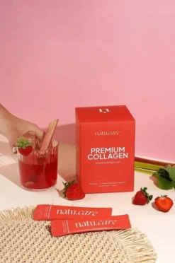 Natu Care Premium Collagen 5000 mg, saszetki z proszkiem, smak truskawka-rabarbar, 30 szt.