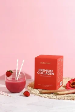 Natu Care Premium Collagen 5000 mg, saszetki z proszkiem, smak truskawka-rabarbar, 30 szt.