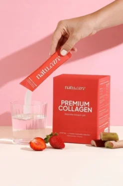 Natu Care Premium Collagen 5000 mg, saszetki z proszkiem, smak truskawka-rabarbar, 30 szt.