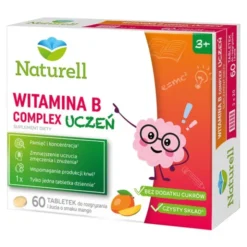 Naturell B Complex Uczeń, tabletki do rozgryzania i żucia, smak mango, 60 szt.