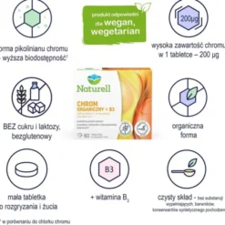 Naturell Chrom Organiczny + B3, tabletki do ssania, 60 szt.