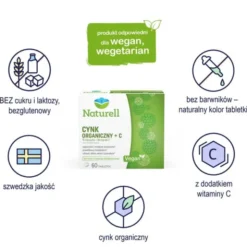 Naturell Cynk Organiczny + C, tabletki, 100 szt.