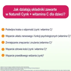 Naturell Cynk + Witamina C dla dzieci, tabletki do rozgryzania i żucia, smak pomarańczowy, 60 szt.