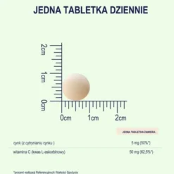 Naturell Cynk + Witamina C dla dzieci, tabletki do rozgryzania i żucia, smak pomarańczowy, 60 szt.