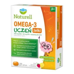 Naturell Omega 3 Uczeń, żelki, smak cytrusowo-truskawkowy, 27 szt.