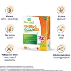 Naturell Omega 3 Uczeń, żelki, smak cytrusowo-truskawkowy, 27 szt.