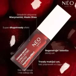 Neo Make Up, Długotrwała pomadka do ust w płynie, 10 Plum Burgund, 5 ml
