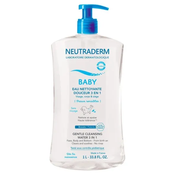Neutraderm Baby, łagodna woda myjące 3w1, 1 l