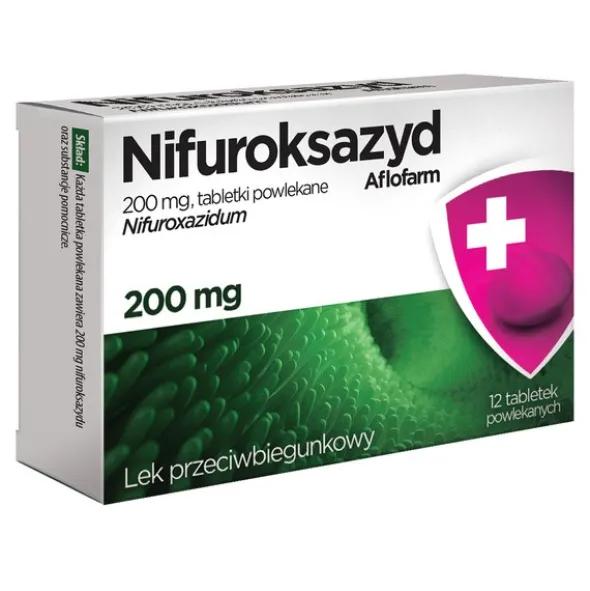 Nifuroksazyd Aflofarm, 200 mg, tabletki powlekane, 12 szt.