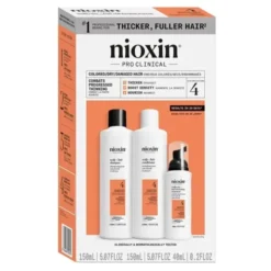 Nioxin System 4, zestaw wzmacniający włosy farbowane, z postępującym przerzedzeniem, szampon 150 ml + odżywka 150 ml + serum, 40 ml