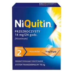 Niquitin przezroczysty, 14 mg/24 h, system transdermalny 78 mg, stopień 2, plastry, 7 szt.