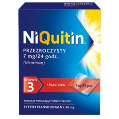 Niquitin przezroczysty, 7 mg/24 h, system transdermalny 36 mg, stopień 3, plastry, 7 szt.