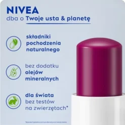 Nivea Blackberry Shine, pielęgnująca pomadka do ust, 4,8 g
