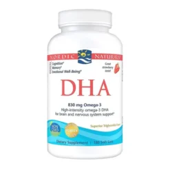 Nordic Naturals, DHA 830 mg, kapsułki, smak truskawkowy, 180 szt.