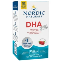 Nordic Naturals DHA Xtra 1660 mg, kapsułki miękkie, smak truskawkowy, 60 szt.