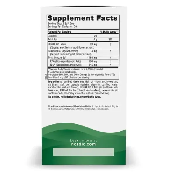 Nordic Naturals, Omega Vision, kapsułki, 60 szt.