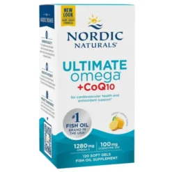 Nordic Naturals Ultimate Omega 1280 mg + CoQ10 100 mg, kapsułki, smak cytrynowy, 120 szt.