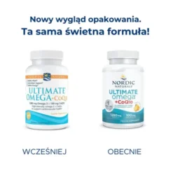 Nordic Naturals Ultimate Omega 1280 mg + CoQ10 100 mg, kapsułki, smak cytrynowy, 120 szt.