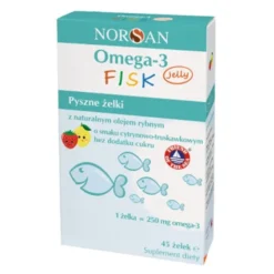 Norsan Omega-3 Fisk Jelly, żelki, smak cytrynowo - truskawkowy, 45 szt.