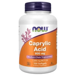Now Foods Caprylic Acid 600mg, kapsułki, 100 szt.