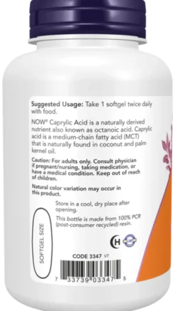 Now Foods Caprylic Acid 600mg, kapsułki, 100 szt.