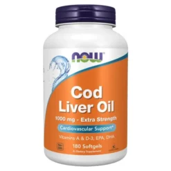 Now Foods Cod Liver Oil 1000 mg Extra Strength, kapsułki, 180 szt.