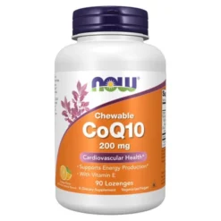 Now Foods CoQ10 200 mg z lecytyną i witaminą E, tabletki do ssania, smak pomarańczowy, 90 szt.
