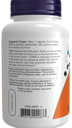 Now Foods GABA 500 mg z witaminą B6, kapsułki, 200 szt.