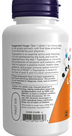 Now Foods L-Tryptophan 1000 mg Double Strength, tabletki, 60 szt.