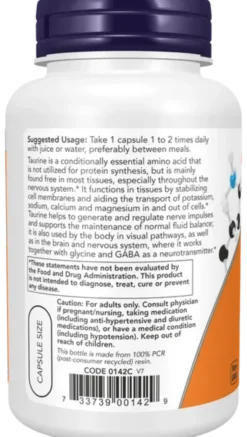 Now Foods Taurine 1000 mg Double Strength, kapsułki, 100 szt.