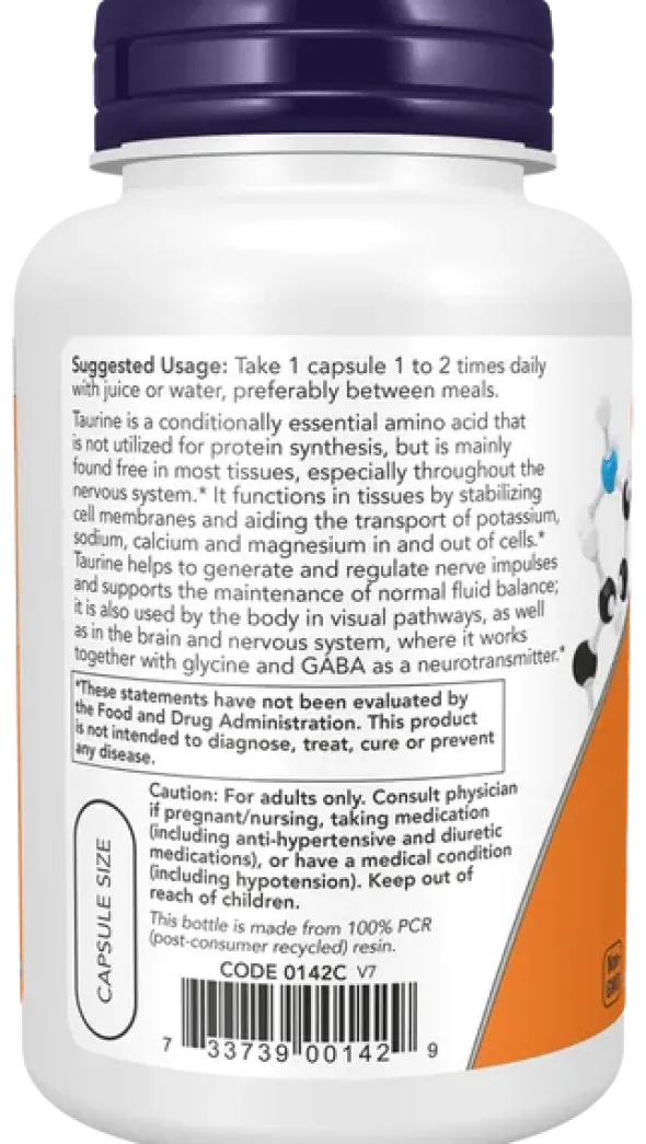 Now Foods Taurine 1000 mg Double Strength, kapsułki, 100 szt.