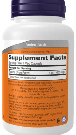 Now Foods Taurine 1000 mg Double Strength, kapsułki, 100 szt.