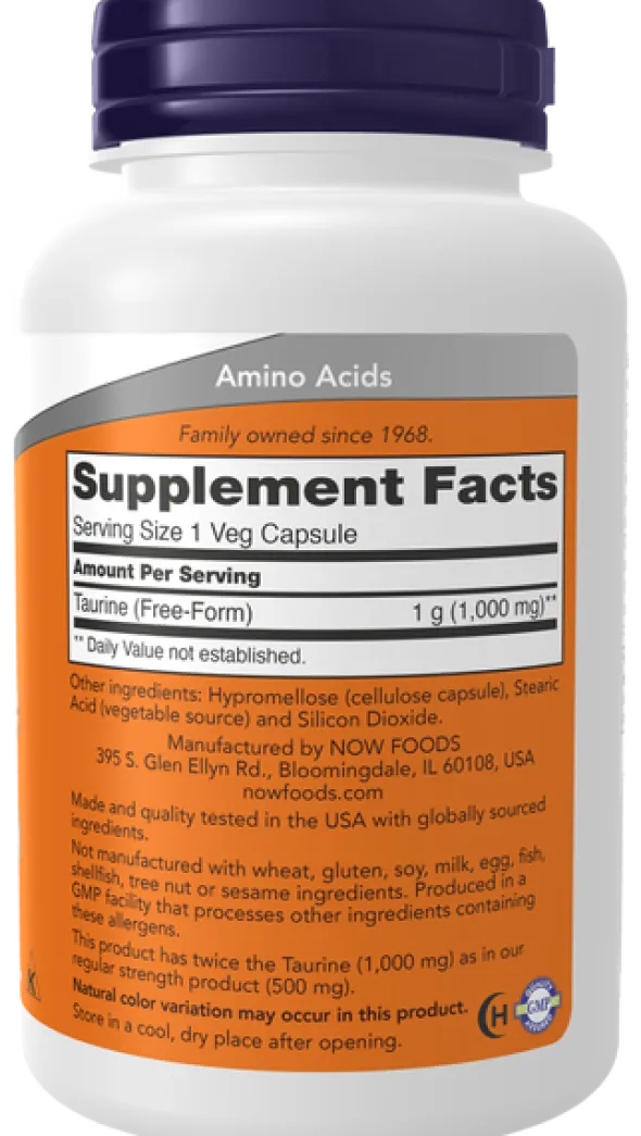 Now Foods Taurine 1000 mg Double Strength, kapsułki, 100 szt.