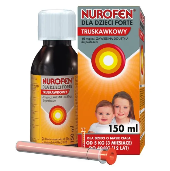 Nurofen dla dzieci Forte truskawkowy, 40mg/ml, zawiesina doustna, 150 ml