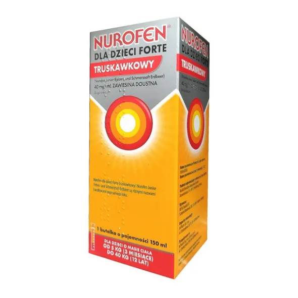 Nurofen dla dzieci Forte truskawkowy, 40mg/ml, zawiesina (import równoległy, InPharm), 150 ml