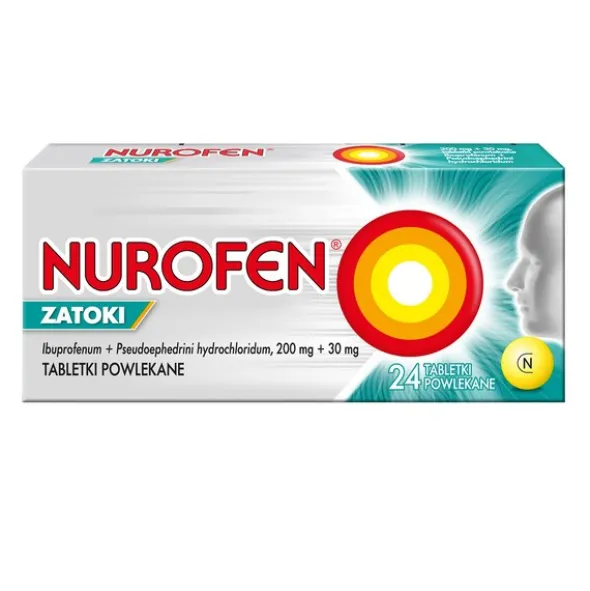 Nurofen Zatoki, 200 mg + 30 mg, tabletki powlekane, 24 szt.